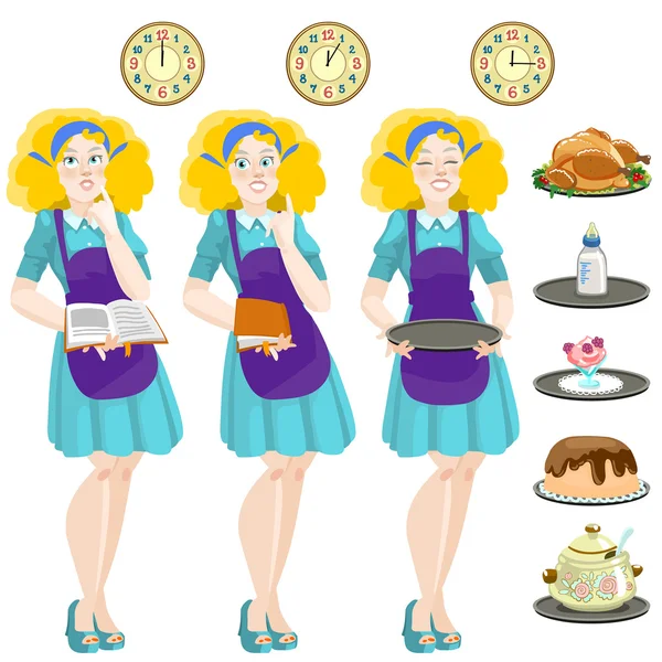 Yemek tepsisi ile şirin ev kadını