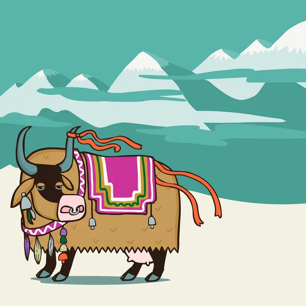 Yak tibetano — Vector de stock