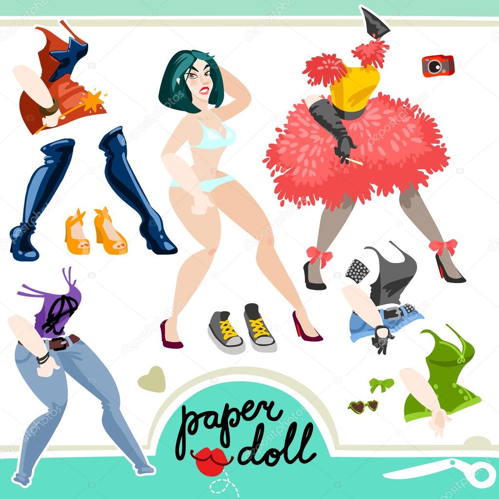Sexy girl paper doll set