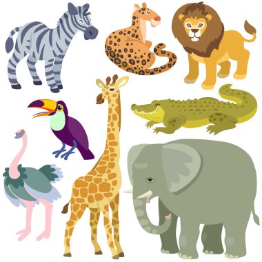 karikatür Afrika hayvanları seti