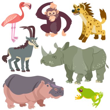 karikatür Afrika hayvanları seti
