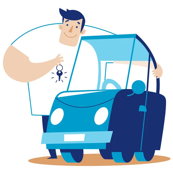 Bir adam bir araba hugs