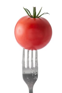 çatal üzerinde domates