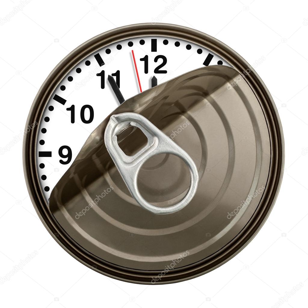 Clock in can. Time concept.