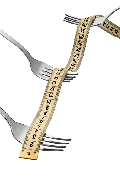 Fita métrica com garfos — Fotografia de Stock