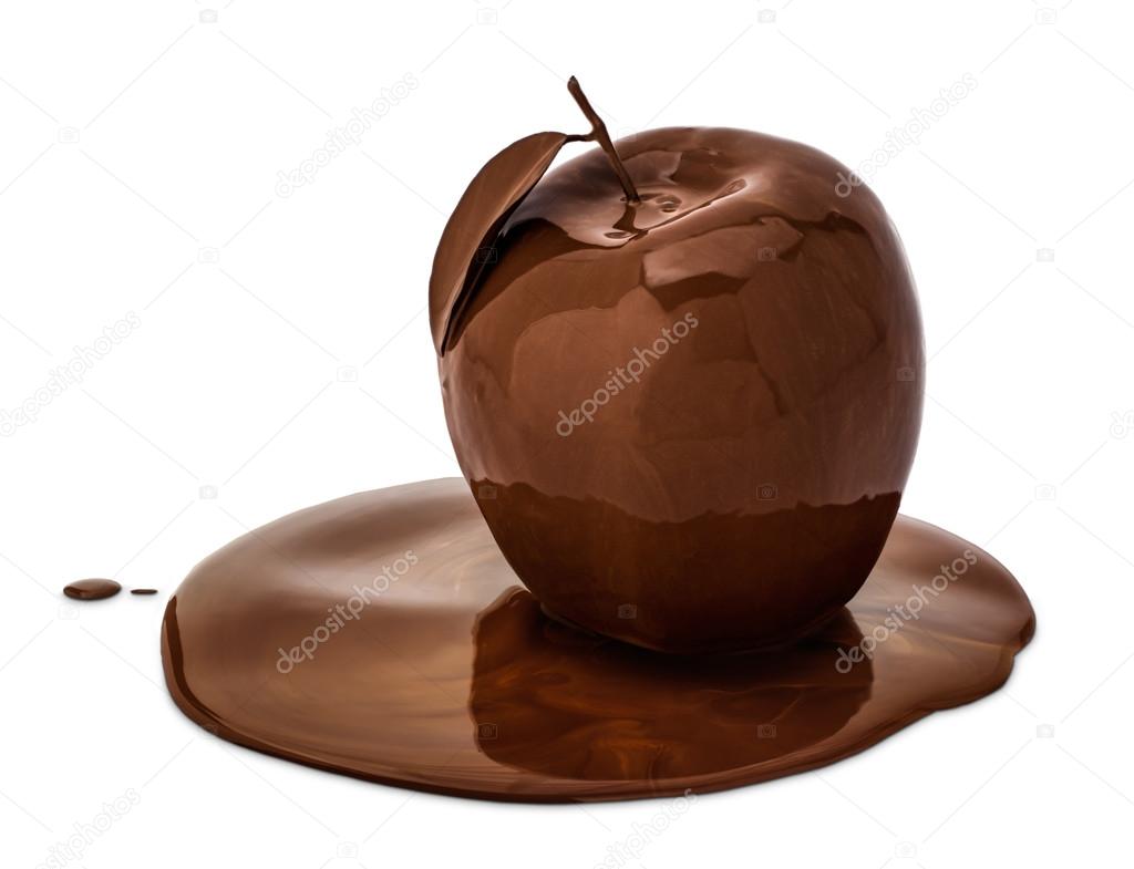 apple covered with melted chocolate