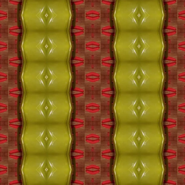 Shiny green and red abstract illustrated pattern, ornamental texture, wavy stripes  illustration,  vertical linear pattern and intersection white diamonds shape with geometric elements for fabric, wallpaper, interior, 3d illustration