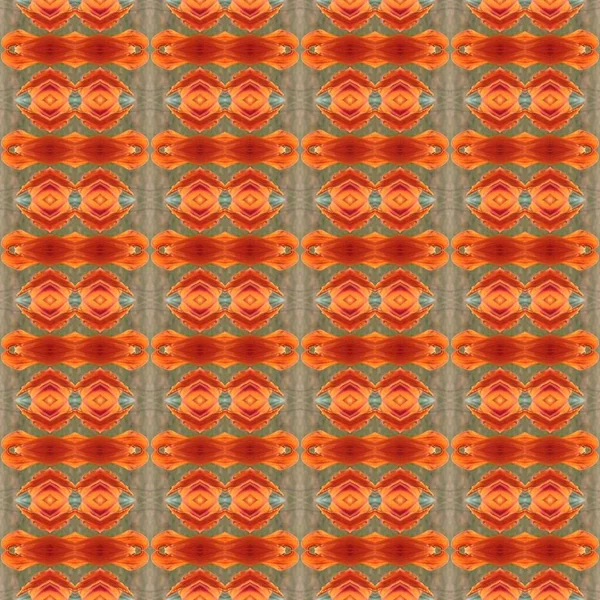 明るいオレンジ 緑の色の要素 抽象的なイラストグリッドパターン 装飾的なテクスチャ 幾何学的なサークルパターン 詳細とズーム ファブリック 包装紙 3Dイラスト用 — ストック写真