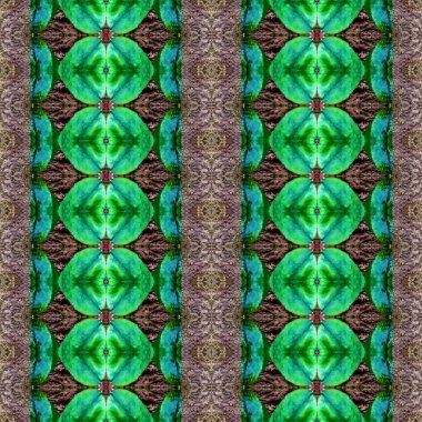 Yeşil, kahverengi arkaplan, soyut resimli desen, süslemeli dekoratif doku, kumaş, duvar kağıdı, iç dekorasyon için çizilmiş geometrik dikey desen, 3d illüstrasyon 