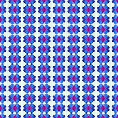 Mavi, mor, açık yeşil arkaplan soyut süsleme deseni, geometrik ızgara, kafes çizimi, çiçek deseni, kumaş, duvar kağıdı, iç tasarım 3D 