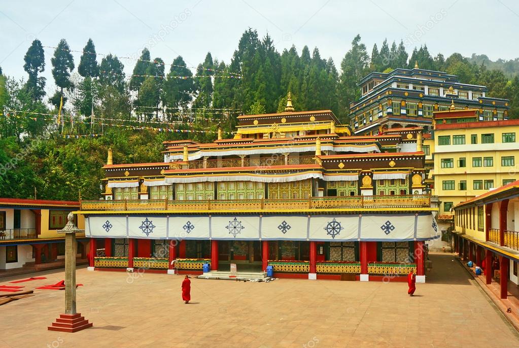 Ancient Buddhist Monastery and Monks