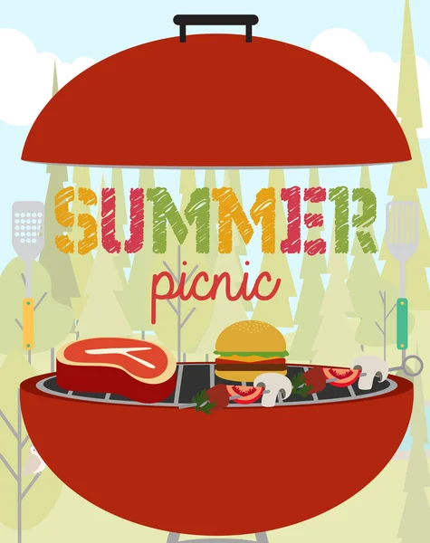 Tarjeta de picnic de verano — Archivo Imágenes Vectoriales
