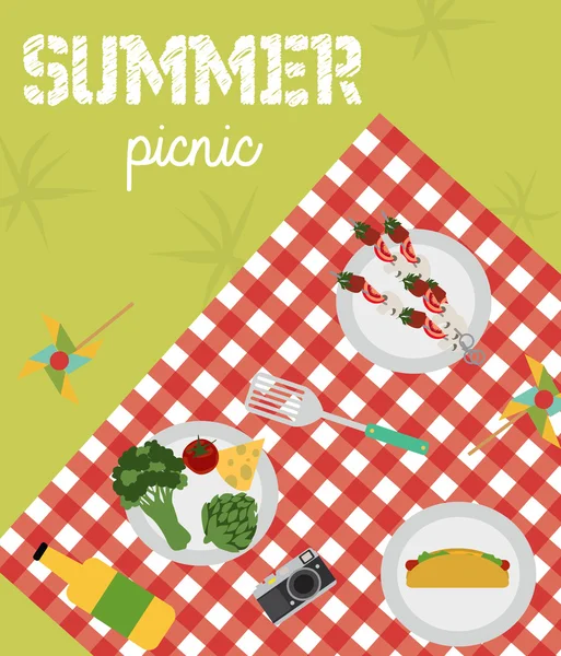 Tarjeta de picnic de verano — Archivo Imágenes Vectoriales