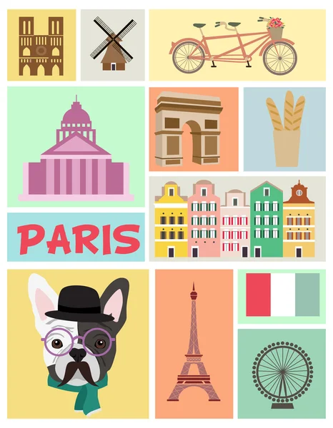 Paris landmarks set — Stock Vector