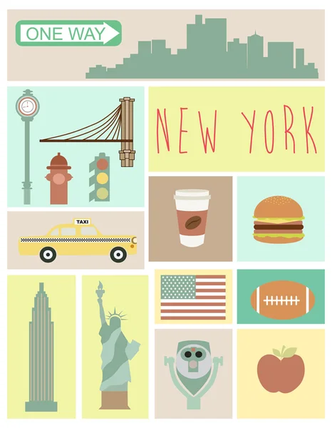 New York points de repère ensemble — Image vectorielle