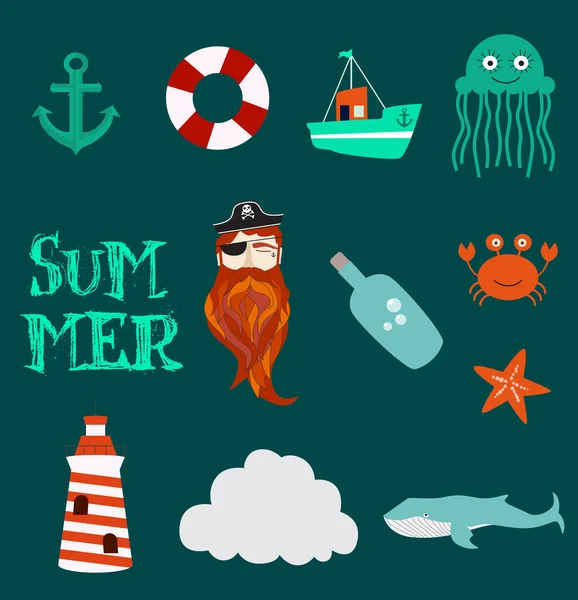 Tarjeta de verano mar — Vector de stock