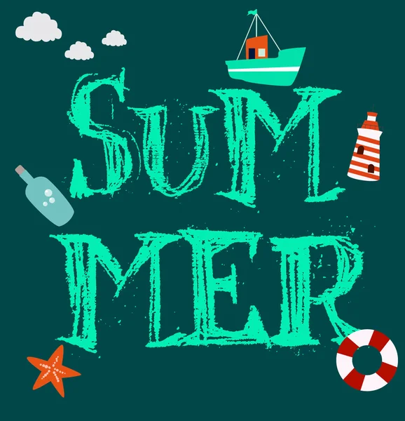 Tarjeta de verano mar — Vector de stock