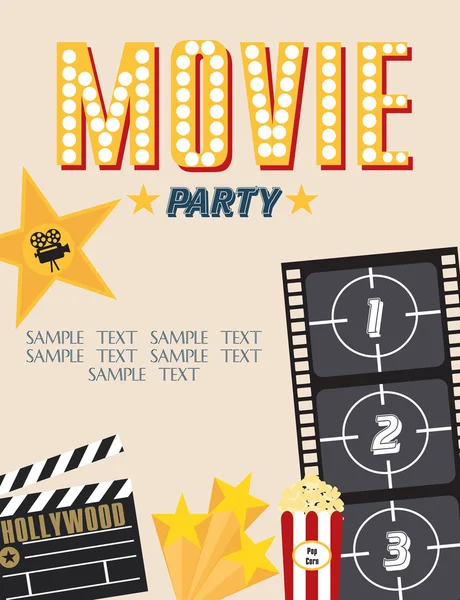 Movie party card — Stock Vector