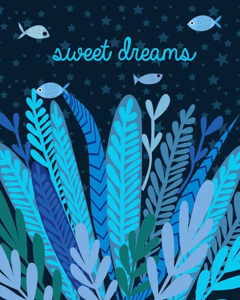 Tarjeta de dulces sueños — Vector de stock