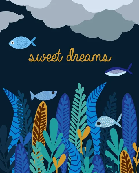 Tarjeta de dulces sueños — Vector de stock