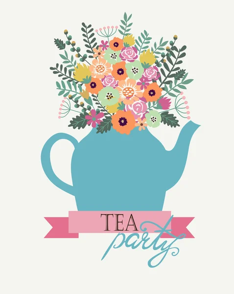 Tea party flower1 — Stock Vector