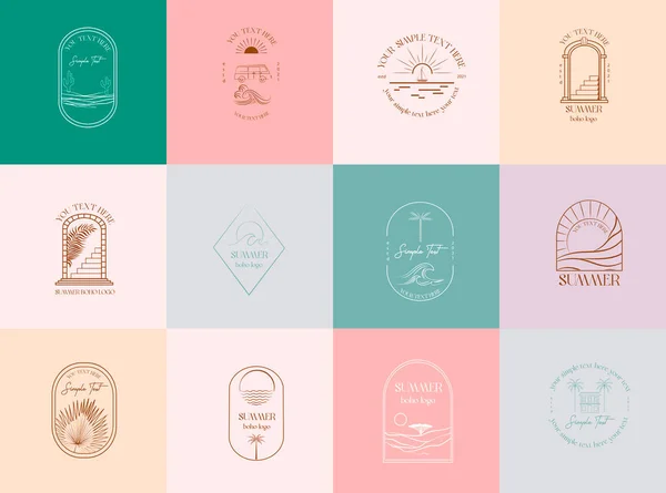 Kollektion Linearer Logos Symbole Symbole Und Design Vorlagen Von Summer — Stockvektor