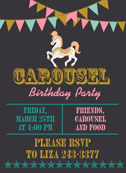 Carousel birthday party — Stock Vector