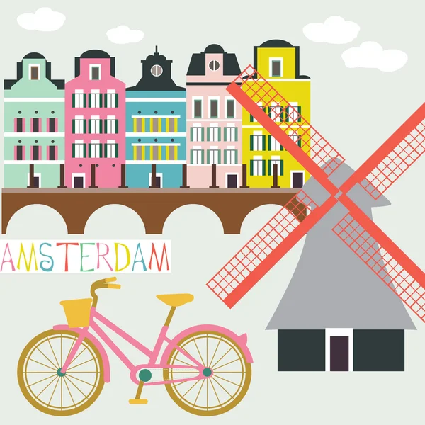 Carte Amsterdam — Image vectorielle