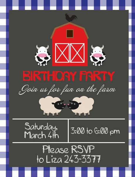 Farm birthday party — Stock Vector