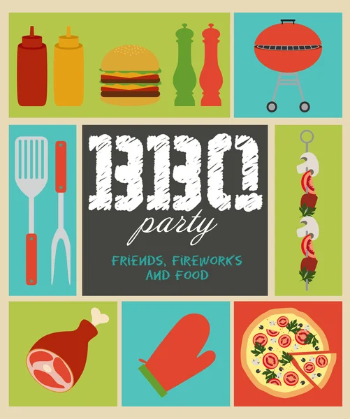 Tarjeta de fiesta BBQ — Vector de stock