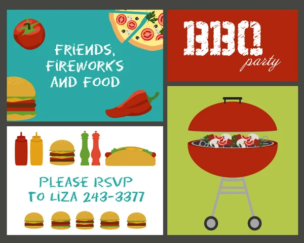 Tarjeta de fiesta BBQ — Vector de stock