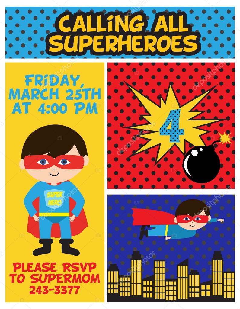 superhero birthday party stock vector miobuono12 63392021