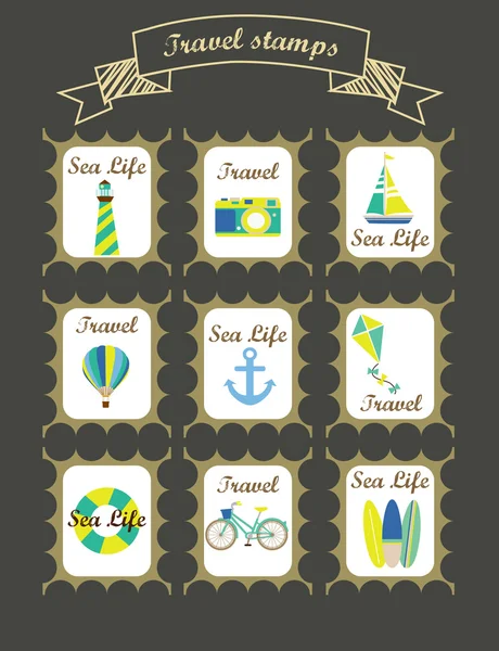 Travel stamps set — Stock Vector