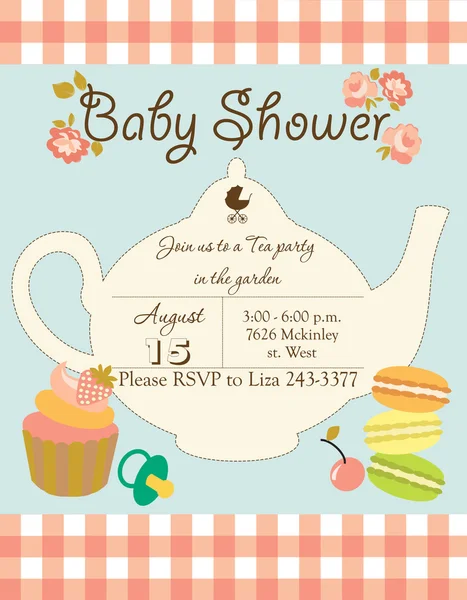 Kartu baby shower - Stok Vektor