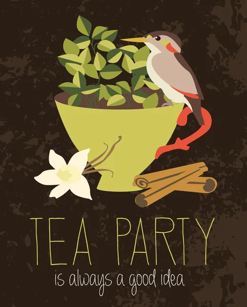 Tarjeta Tea Party — Vector de stock