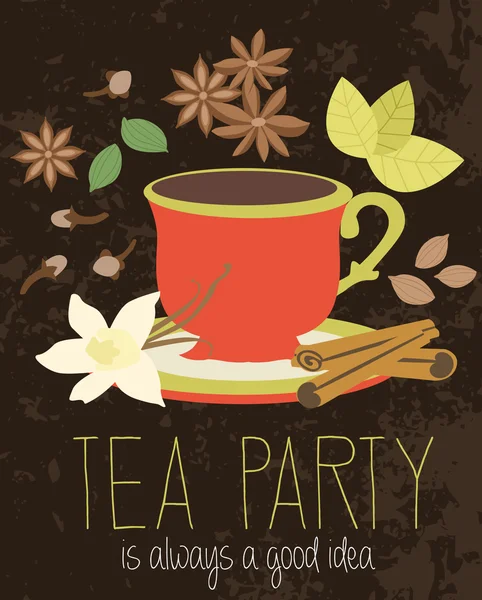 Tarjeta Tea Party — Vector de stock