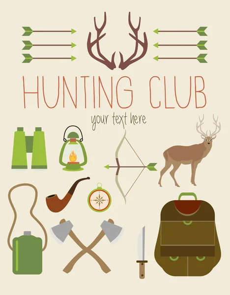 Hunting club ikoner — Stock vektor