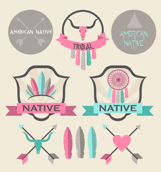 American native labels — Stock Vector