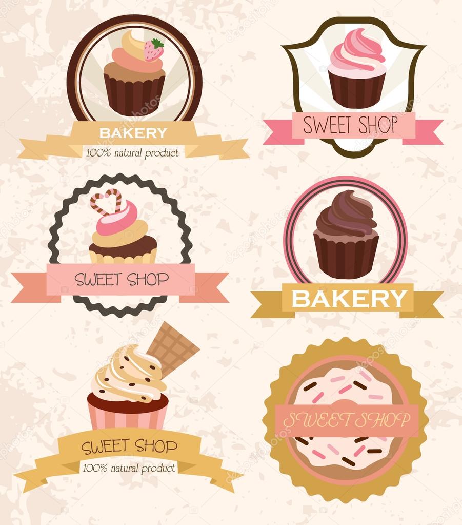 Cupcake vintage label set