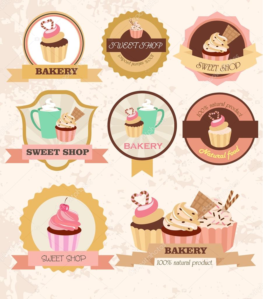 Cupcake vintage label set