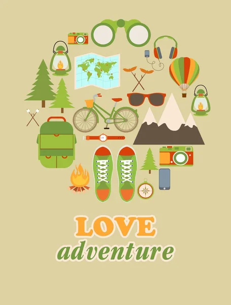 Love adventure set — Stock Vector