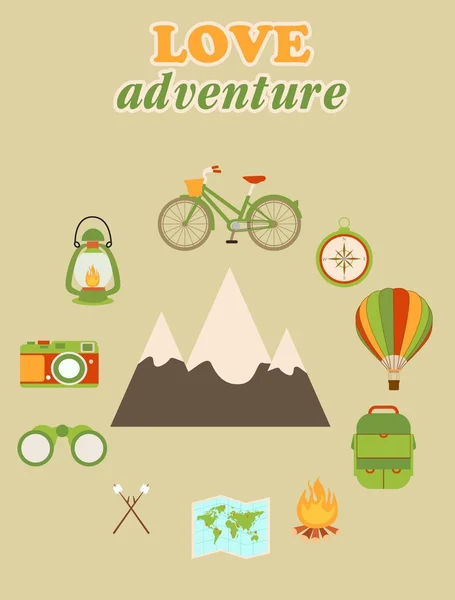 Love adventure set — Stock Vector