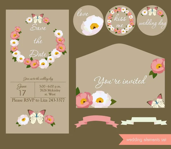 Wedding invitation set — Stock Vector