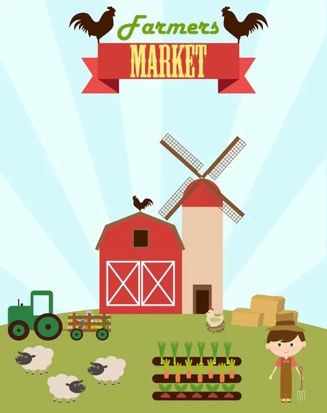 農民市場への招待 — ストックベクタ