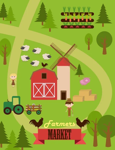Invitation du marché agricole — Image vectorielle