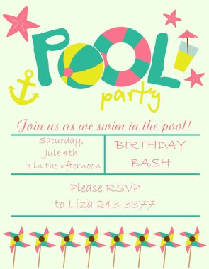 Havuz Partisi Davetiyesi