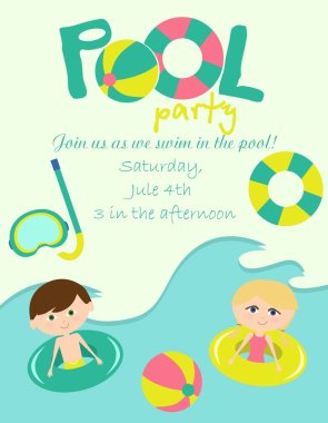 Pool party invitation clipart