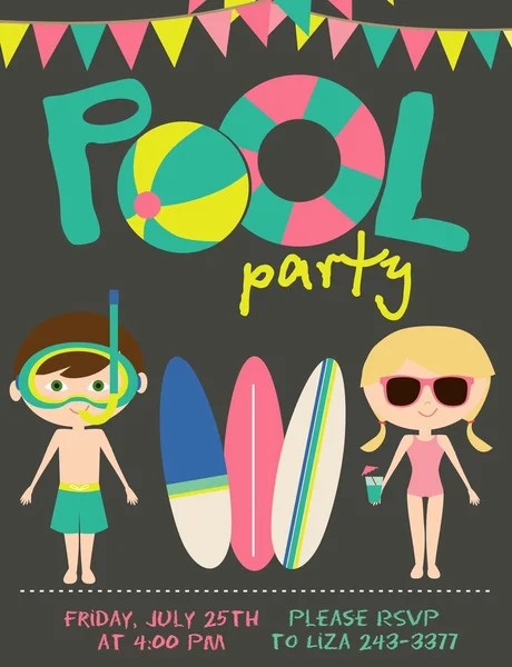 Invitación de fiesta de piscina — Vector de stock