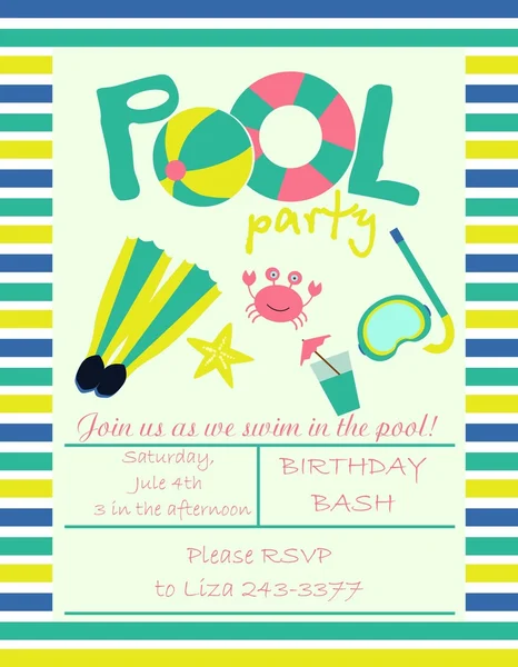 Pool party invitation — Stock Vector