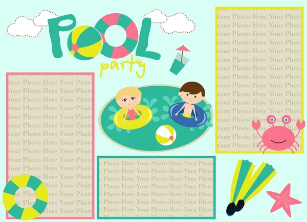 Invitación de fiesta de piscina — Vector de stock